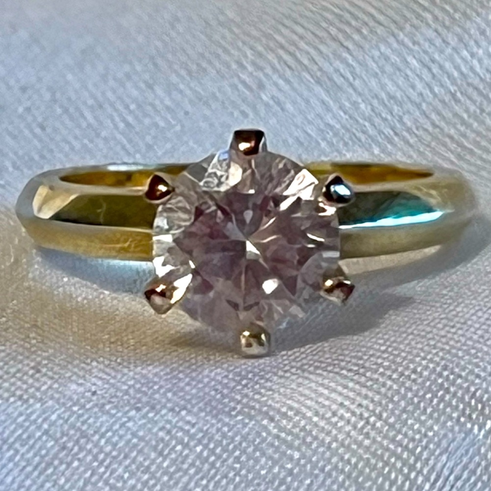 Gold-Colored Sterling Silver and Cubic Zirconia Ring